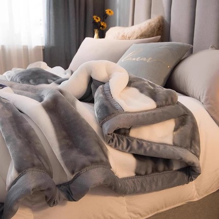 拉舍尔毛毯被子冬季加厚毯子午睡单人盖毯学生法兰绒床单午休双层