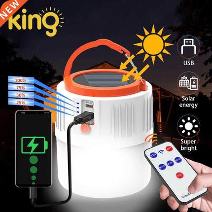 Solar LED Camping Light USB Rechargeable Bulb For Outdoor Te
