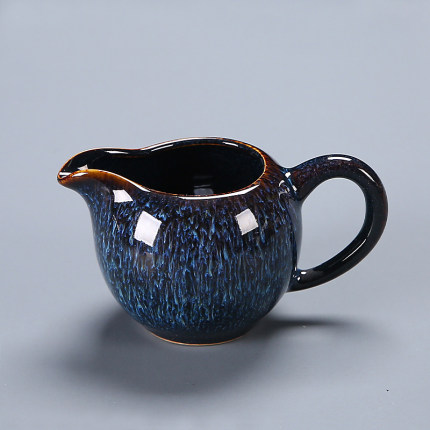 窑变釉蓝盏公道杯复古分茶杯陶瓷匀杯功夫茶具家用公杯中式公平杯