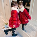 英国Next Kiss拜年服女童棉服冬季新款加厚棉衣儿童洋气红色外套