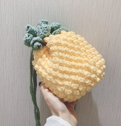 菠萝手工编织包包diy材料包自制手织单肩斜挎包可爱百搭毛线女包