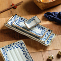 舍里日式创意长方形寿司盘子点心盘餐盘复古餐厅餐具长条盘小吃盘