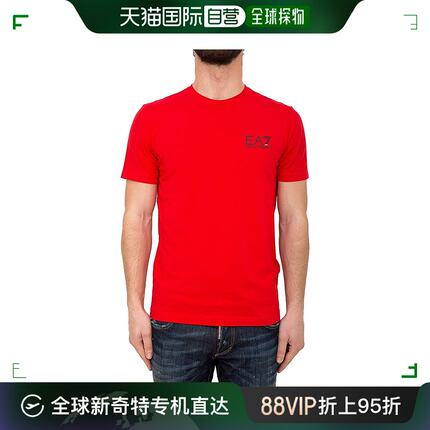 香港直邮EMPORIO ARMANI 男士红色棉质字母徽标印花圆领短袖T恤 2