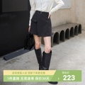 uti尤缇2023冬季新款 黑灰色不规则裙裤女休闲短裤UI430205890