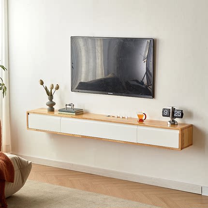 实木壁挂式电视柜挂墙上悬空挂式简易现代简约客厅小户型超窄吊柜