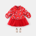 红色新年装女童冬装中国风过年女宝宝连衣裙儿童加厚加绒拜年裙子