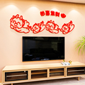 卡通龙3d立体墙贴画2024过新年春节餐客厅沙发电视背景墙装饰布置