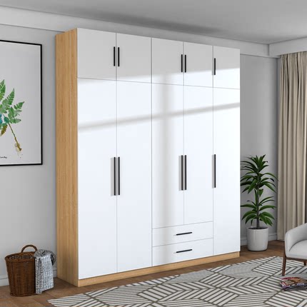 衣柜家用卧室深60小户型实木生态板白色简约全屋定制一门到顶衣柜
