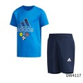 Adidas阿迪达斯男女小童装夏季透气运动服休闲短袖短裤套装DW4117