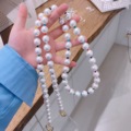 韩国新款珍珠点缀手机挂绳串珠链女斜挎挂脖挂饰仿贝珠彩色糖果