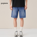 gxgjeans男装 牛仔短裤2024年夏季新款蓝色水洗休闲宽松裤子潮流