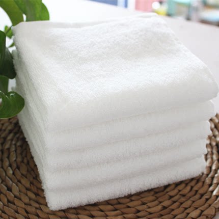 10条装纯白色加厚大方巾纯棉成人酒店毛巾男女家用洗脸洁面巾吸水