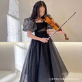 儿童礼服黑色气质公主裙大气新款舞台小提琴钢琴演出小主持人礼服