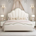 美式轻奢床主卧1.8米实木床双人床奶油风现代简约1.5米储物婚床