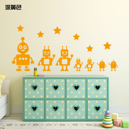 乐高教室墙面装饰可爱卡通机器人贴纸幼儿园环创儿童房间布置墙贴