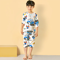 男童家居服夏薄款中袖睡衣韩国儿童竹节棉内衣宝宝空调房衬衫套装