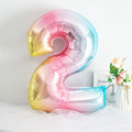 儿童生日派对宝宝周岁马卡龙背景墙装饰渐变极光数字立柱告白气球