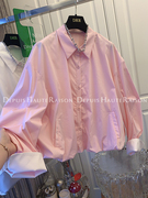 DHR 高端高级感气质设计感小众棉布花苞衬衫港风上衣女装2024春季
