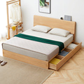 百伦沙实木床现代简约白蜡木抽屉箱体床北欧卧室储物原木双人床