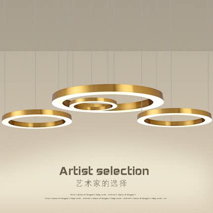 LED圆形环形艺术吊灯后现代简约餐厅客厅店铺大堂造型工程灯具
