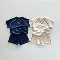 纯棉夏季韩版套装中小童男女宝宝童装薄棉短袖T恤短裤运动两件套