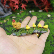 仿真写实母鸡小鸡草地创意微景观苔藓造景装饰可爱卡通树脂小摆件