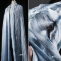 蓝白双面鱼鳞丝光压折炒色布 顺滑吊带连衣裙衬衫 服装设计师面料