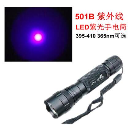 LED紫外线手电筒 CREE紫光灯固化验钞照荧光增白剂 395-410 365nm