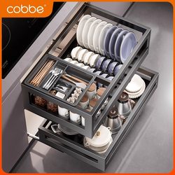 卡贝拉篮厨房橱柜304不锈钢双层抽屉式碗架碗碟篮碗柜厨柜碗篮
