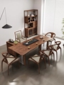 北美黑胡桃木大板茶桌椅组合 实木办公桌书桌原木新中式整板茶台