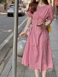 欧洲站2024夏季新款茶歇法式高级感长裙子甜美粉色连衣裙小众设计