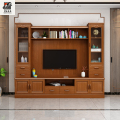 中式实木落地电视机柜客厅家用收纳储物柜一体小户型电视背景墙柜