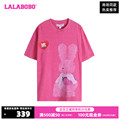 LALABOBO24夏季新款宽松纯棉大图案兔子男友短袖T恤女RBDB-DT12