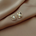 珍珠不对称夹耳环气质高级感耳钉蚊香盘耳夹无耳洞女复古港味法式