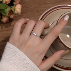 S925纯银麻花锆钻戒指简约ins潮食指戒女新款轻奢小众设计感指环