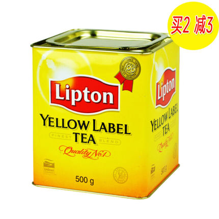 立顿红茶粉精选小黄罐500g罐斯里兰卡锡兰港式奶茶柠檬茶商用原料