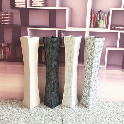 高档木质细长现代简约落地长方形摆件客厅干插花大号欧式假花花瓶