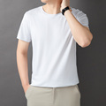 丝光棉短袖圆领白色t恤男款夏季薄款冰丝全棉上衣时尚高端打底衫