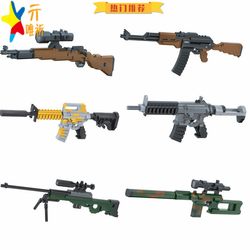兼容乐积木吃鸡仿真AWM98K狙击枪M4A1自动步枪游戏拼装模型玩具高
