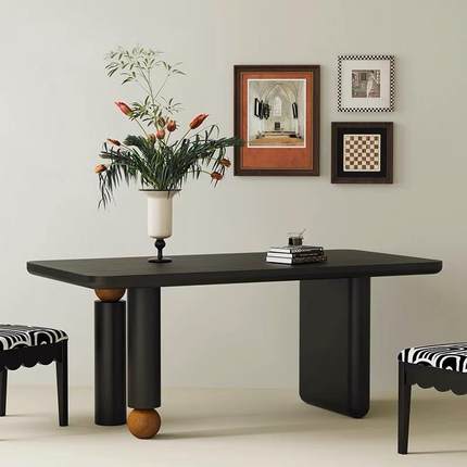 北欧实木极简长桌个性设计圆餐桌长方形简约书桌创意咖啡桌办公桌