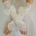 白色缎面蕾丝新娘手套结婚露指红色婚纱手套长款婚礼服手套