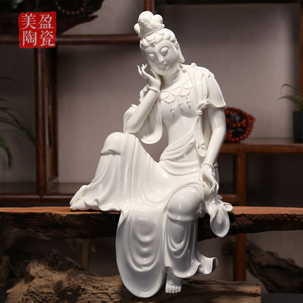 德化高白瓷佛像神像观自在观音菩萨家居客厅书房神龛工艺品摆件
