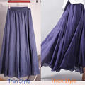 新品Cotton Linen Maxi Skirt Women Spring Summer Elastic Wais