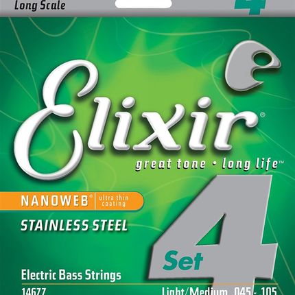 推荐美产Elixir伊利克斯 贝斯琴弦14677镀膜耐锈钢四4弦贝斯弦正