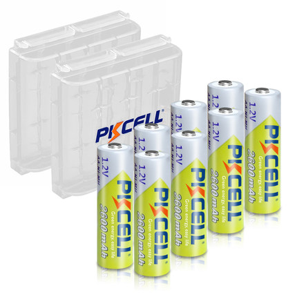 极速8pcs PKCELL Battery NIMH AA 2600Mah 1.2V 2A Ni-Mh aa Rec
