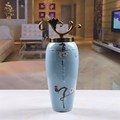 新中式摆件家居装饰花瓶三件套关板间客厅玄样软装艺瓷工陶品花瓶