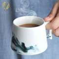 景德镇白瓷咖啡杯陶瓷水杯创意手绘水墨茶杯马克杯下午茶杯子小号