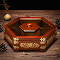 瓜子带盖分格盘干果盒子零食水果盘盒创意糖果盒木质中式喜庆家用
