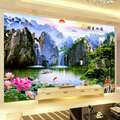 8d中式风景壁画电视背景墙壁纸山水画客厅18d影视墙纸迎客松墙布