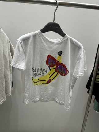 闪闪家 韩国东大门代购TARA BY MOTION香蕉印花可爱时髦短款T恤